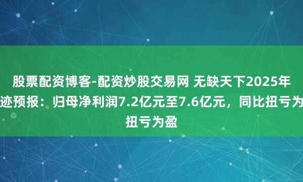 股票配资博客-配资炒股交易网 无缺天下2025年龄迹预报：归母净利润7.2亿元至7.6亿元，同比扭亏为盈